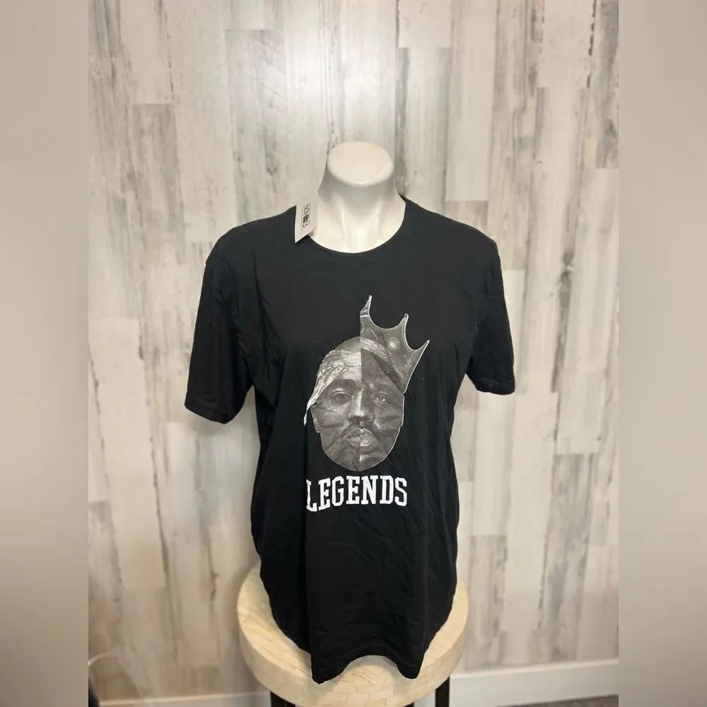 Legends Biggie Smalls Graphic T-Shirt Black Hip Hop Streetwear Tee XL